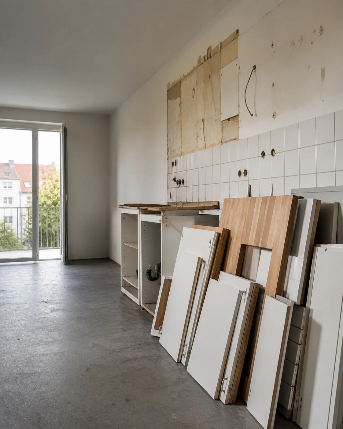 Demontierte Küche vor einer Renovierung